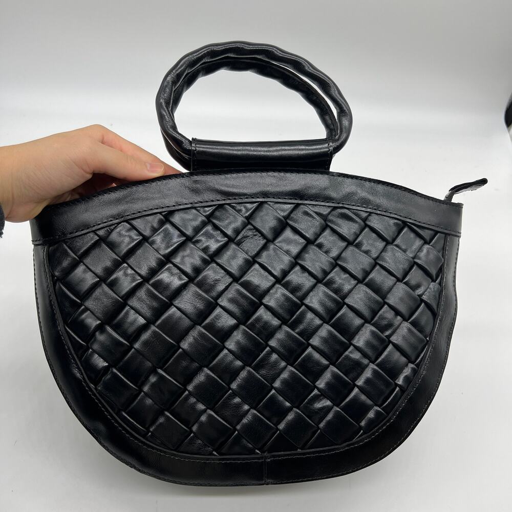 Patricia Nash Leather Ossi Satchel with Crossbody Strap Black